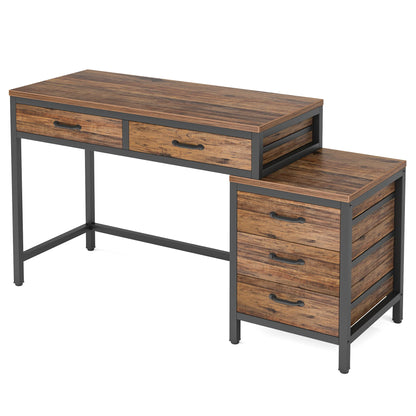 Computerbureau – Bureaumeubel – Werkplek Bureau – Studiebureau – Bureau Met Lades – 150x50 cm – Verstelbare Pootjes - Rustiek Bruin 02