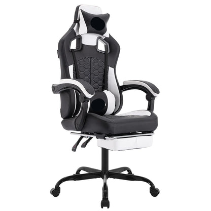 Gamingstoel – Bureaustoel – Gamerstoelen – Zitzak – Ergonomisch – Met Voetensteun – Verstelbare Rugleuning - Wit - #3