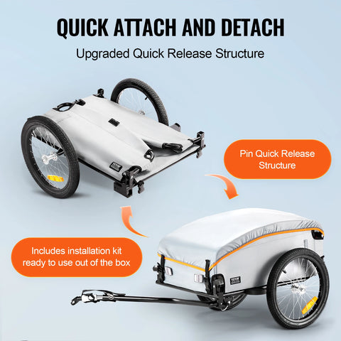 Fietskar - Fietskrat - Fietsaanhanger - Stroller - Fietskar Bagage  - 100lbs - met Waterdichte Hoes & Veilige Reflectoren - Past op 22“-28” Fietswiel