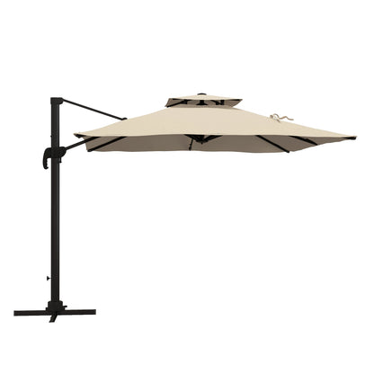 Tuinparasol – Zonwering – Buitenscherm – Parasol – Schaduwdoek – 300x300 cm – 360° Draaibaar – Aluminium Frame - Khaki
