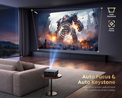 Mini Beamer - Projector - Digitale Beamer - Draagbaar - 1080P - LED - Met Autofocus - 1200 ANSI - 30000 LM - WiFi - HDMI - POWER - USB - 150W - Zwart - QUORE