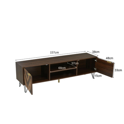 Tv-Kast – Tv-Meubel – Mediameubel – Opbergkast – Scandinavisch Design – Houtkleur – Gouden Handgrepen