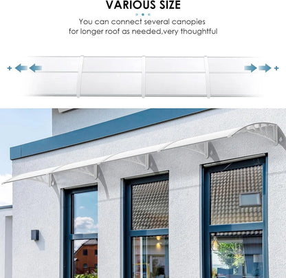 Deurluifel - Weerbestendige - Polycarbonaat Overkapping - Duurzame Materialen - Sterke ABS Beugels - Voor Deur - Raam en Balkon - 190x98.5 cm - Zwart-bruine - QUORE