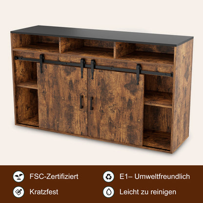 Dressoir – Dressoirkast – Sideboard – Opbergkast – Wit – 140 cm – Schuifdeuren – 4 Laden
