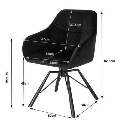 Draaistoelen – Eetkamerstoelen – Keukenstoelen – Venetiaanse Stoelen – Velvet Stoel Zwart – 360° Draaibaar – Zachte Fluwelen Bekleding
