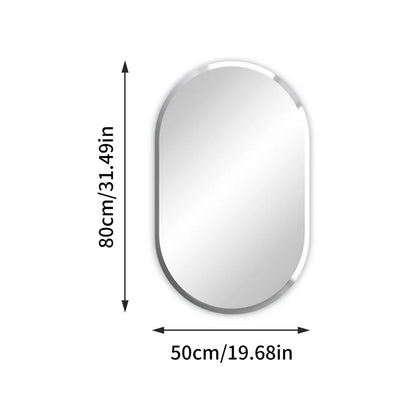 Lange Ovalen Spiegel – Wandspiegel – Badkamerspiegel – Frameloze Spiegel – Ovale Spiegel 80x50 cm – Beveiligde Afgeschuinde Randen – Hoogwaardig Glas - QUORE