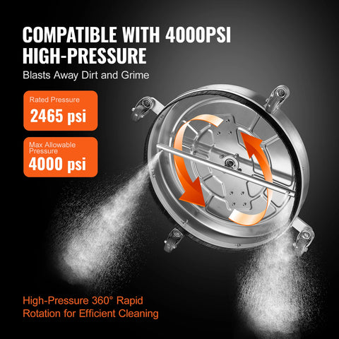 Vevor - BS20S - Patio Cleaner - Surface Cleaner - High Pressure Cleaner - Multi Surface Cleaner - with Handles and Wheels - 4000PSI - Silver