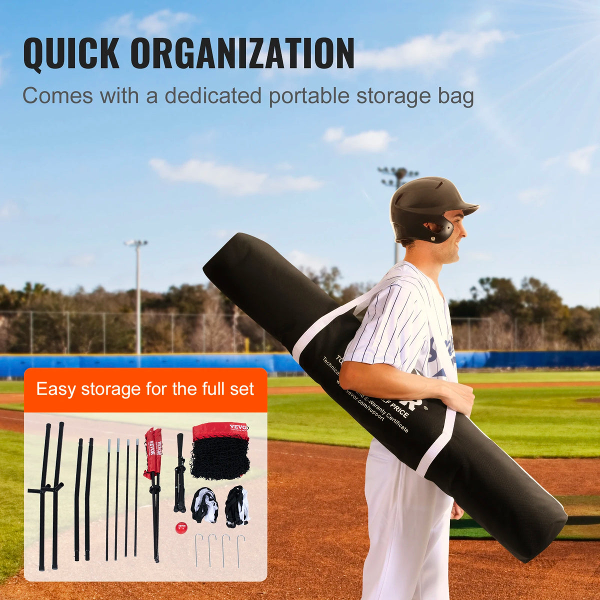 Rebounder - Softbal-rebounder - Bal - Softbal - Honkbal - 7ft x 7ft - voor Slaan Vangen Werpen - met Draagtas Balverzamelaar - QUORE