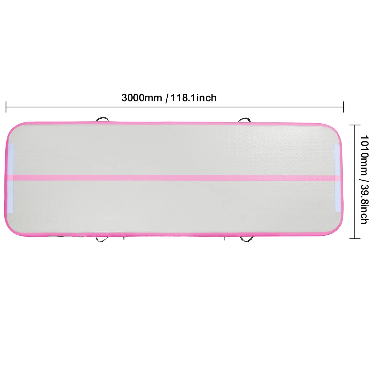 Gymnastiekmat - Opblaasbare - Turnmat - Dikke Tumbling Mat - met Elektrische Pomp - Voor Thuis - Gym & Training - Hoogwaardig PVC-materiaal - Ergonomische Handgreep - en Schouderband - 10ftx3.3ftx4inch - Roze