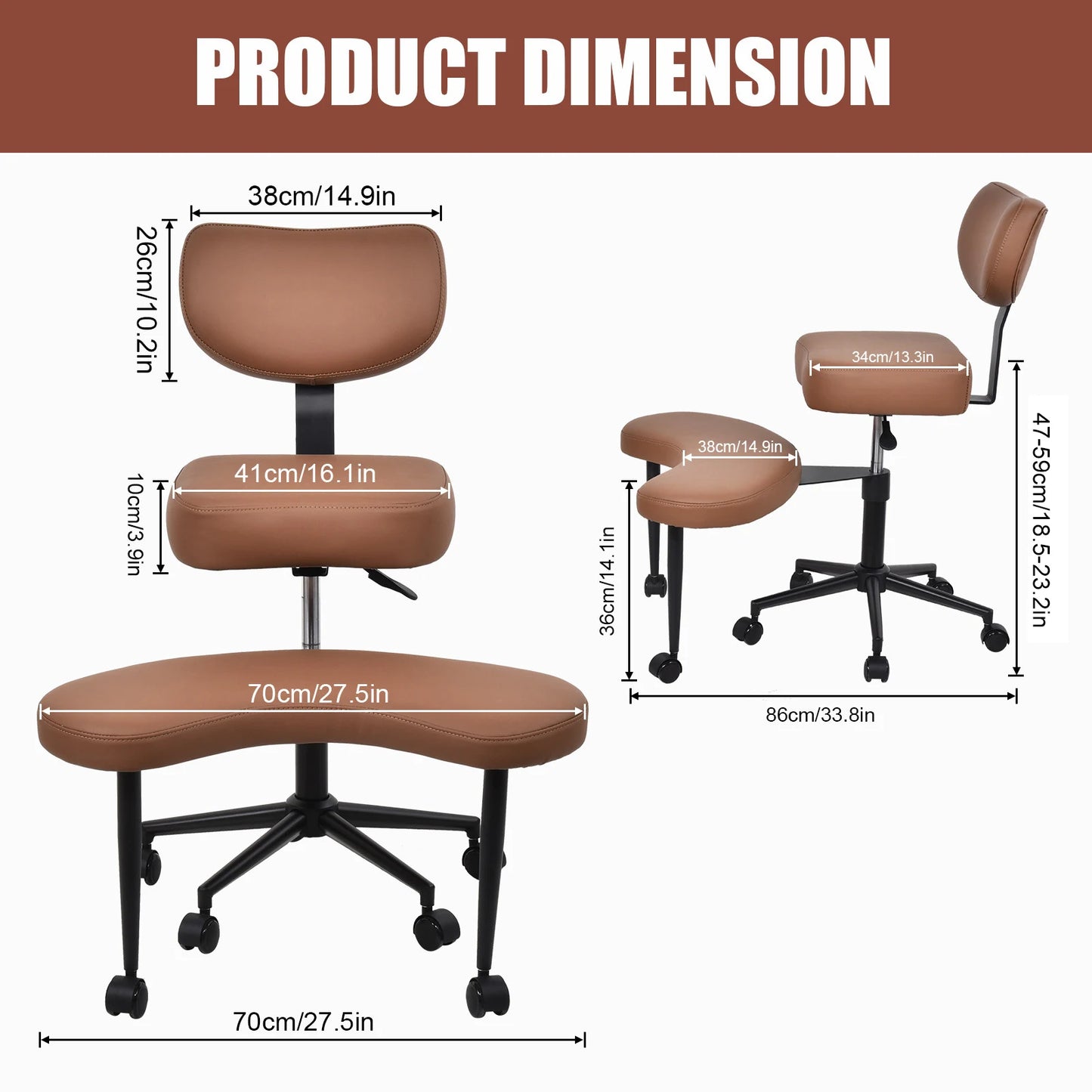 Meditatiestoel – Meditatiekruk – Relaxstoel – Yogastoel – Zitkussenstoel – Bruin – Verstelbare Zithoogte – Ergonomisch Comfort