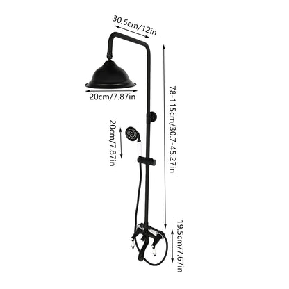 Douche - Regendouche - Douchewand - Douchekolom - Douchepanelen - Retro Douchekraan Set - Wandgemonteerde Regendouche met Verstelbare Douchestang & 3 Waterstanden - Zwart