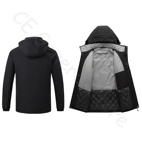 Heating Jacket - Heated Bodywarmer - Heated Clothing - For Men - 8 Zone Heating Jacket - Winter Electric Heated Clothing - USB Charging - Waterproof - Windbreaker - Size XXL - Black