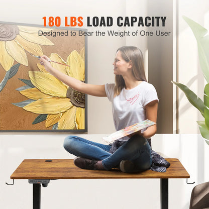 Zit-Sta Bureau - Bureautafel - Computer Tafel - Laptoptafel - Elektrisch - Hoogteverstelbaar - 47.2x23.6inch - met lade - voor Gaming en Thuiskantoor - 85kg Draagcapaciteit - Bruin