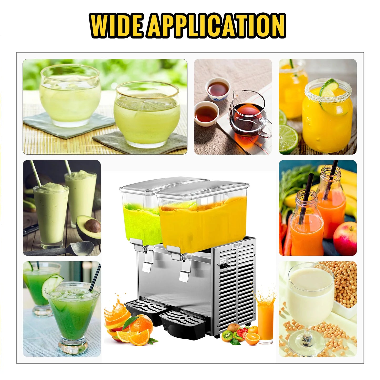 Koeldrankendispenser – Tandem Dispenser – Drankendispenser – Koelmachine – 2 X 12 Liter Tanks – Roestvrijstalen Behuizing - QUORE