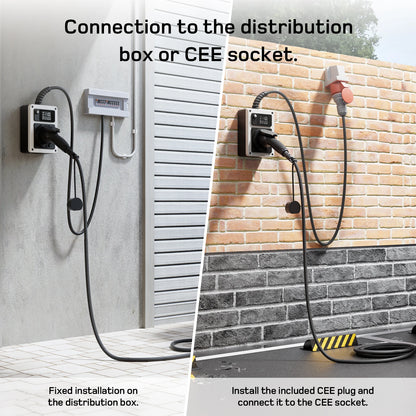 Mobiele Wallbox 11kW – Mobiele Lader – Elektrische Oplader – EV Laadstation – Type 2 Laadpunt – Met App – Open End Kabel – 16A 3-Fase – Weerbestendig IP65