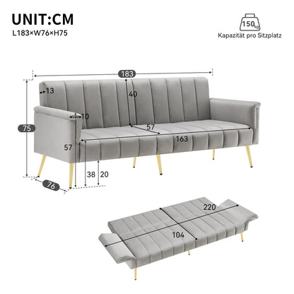 Velvet slaapbank – folding sofa bed – extra slaapbank – slaapbank – bedbank – Verstelbare rugleuning in 5 standen – Royale ligoppervlakte 220x104 cm