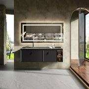 LED Badkamerspiegel - Badkamerspiegel - Badkamerspiegel met Verlichting - 100x60 cm - Voor- en Achterverlichting - Dimbaar - Anti-condens - Breukbestendig - Lichtgrijs