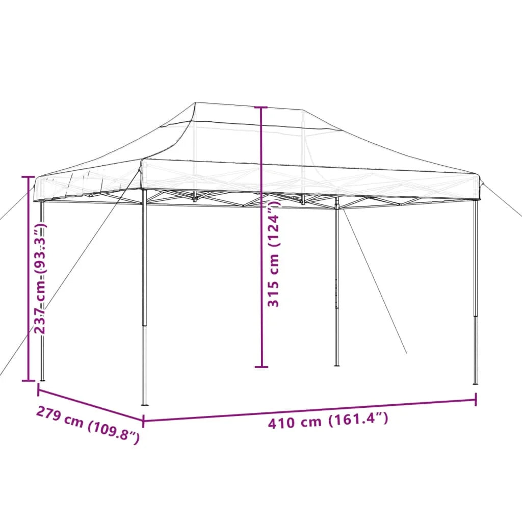 Opvouwbare Partytent – Tuinpaviljoen – Partytent – Tuientent – Feesttent – Kampeertent – Beschuttende Tent – 410x279x315 Cm – Waterdicht Oxford Polyester – Stalen Frame - Beige