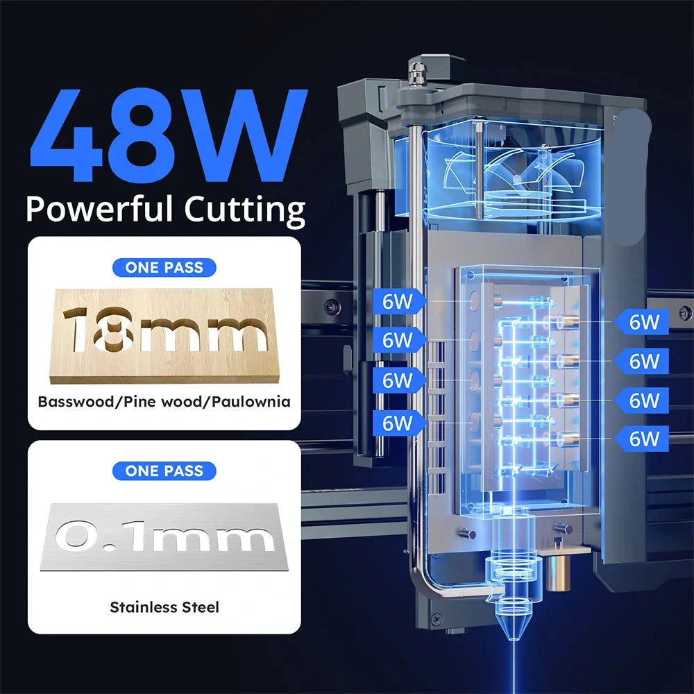 Laser Graveermachine – Laser Cutter – Graveerprinter – Snijmachine – CNC Laser – 24-48W Vermogen – 0,01 Mm Precisie