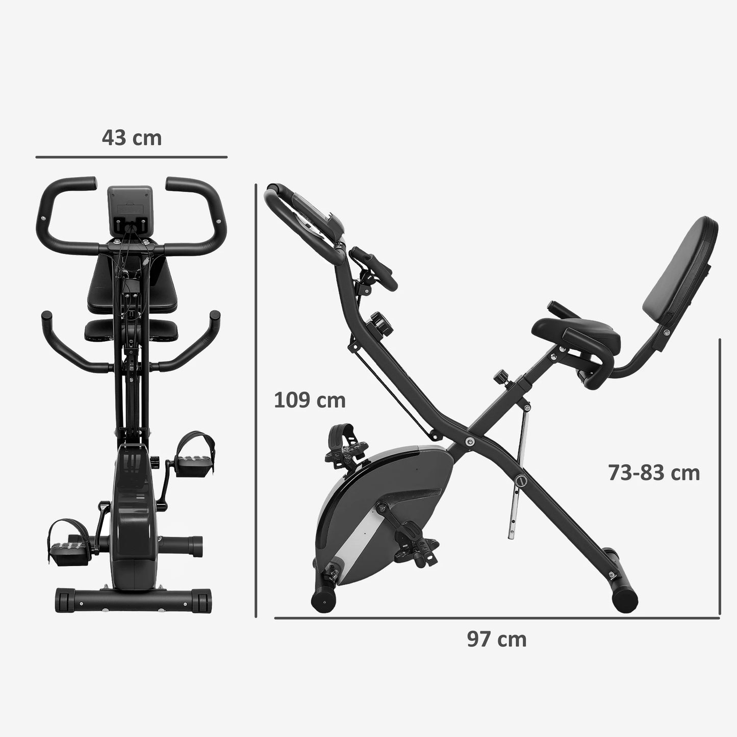 Hometrainer - Spinningfiets - Hometrainers - Indoorfietsen - Indoorfiets - 8 Magnetische Weerstandsniveaus - LCD Display - Opvouwbare - Verstelbaar Zadel - Fiets voor Cardio Training - Zwart