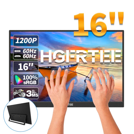 Portable Monitor – Draagbaar Scherm – Tweede Scherm – Touchscreen Monitor – Laptop Beeldscherm – 16 Inch – 16:10 Beeldverhouding – 100% sRGB Kleur – USB-C & HDMI Aansluiting