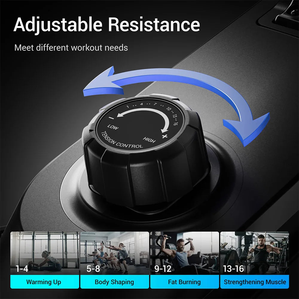 ROBORE UR20 Rower Machine with 126cm Extended Track, 16-Level Magnetic Resistance, 160kg Weight Capacity, Silent Operation