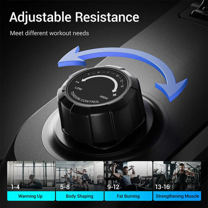 ROBORE UR20 Rower Machine with 126cm Extended Track, 16-Level Magnetic Resistance, 160kg Weight Capacity, Silent Operation