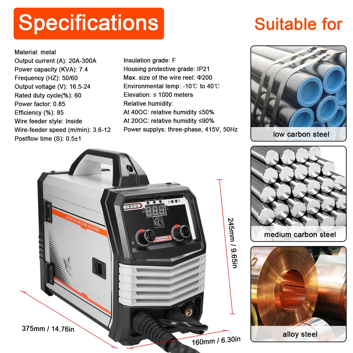 Welding Machine - Electric Welder - Multifunctional - 4 in 1 MIG MMA MAG TIG - Inverter Welder - Portable Electric Welding Machine - Intelligent Welder - Gray