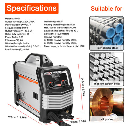 Welding Machine - Electric Welder - Multifunctional - 4 in 1 MIG MMA MAG TIG - Inverter Welder - Portable Electric Welding Machine - Intelligent Welder - Gray