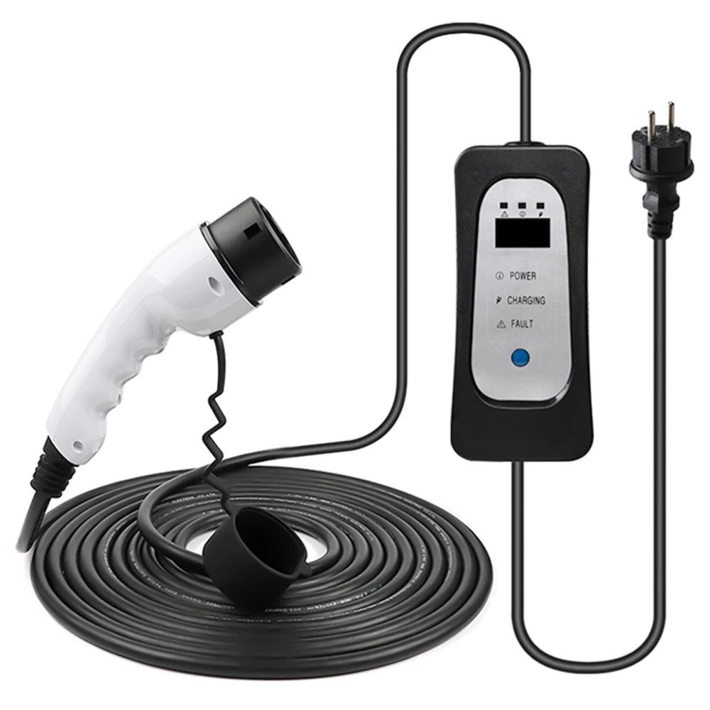 Laadkabel Voor Elektrische Auto – Oplaadkabel – EV Laadkabel – Elektrische Autolader – 10 Meter Lengte – Instelbare Stroomsterkte – IP54 Waterdicht