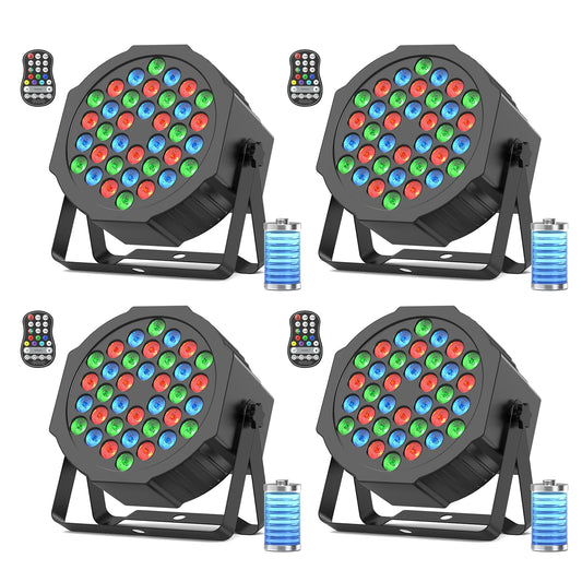 Par Lamp – LED Par Lights – Stage Lights – Oplaadbare Lampen – DJ Verlichting – 36 RGB LED’s – Ingebouwde 5000mAh Batterij – DMX512 Draadloze Bediening