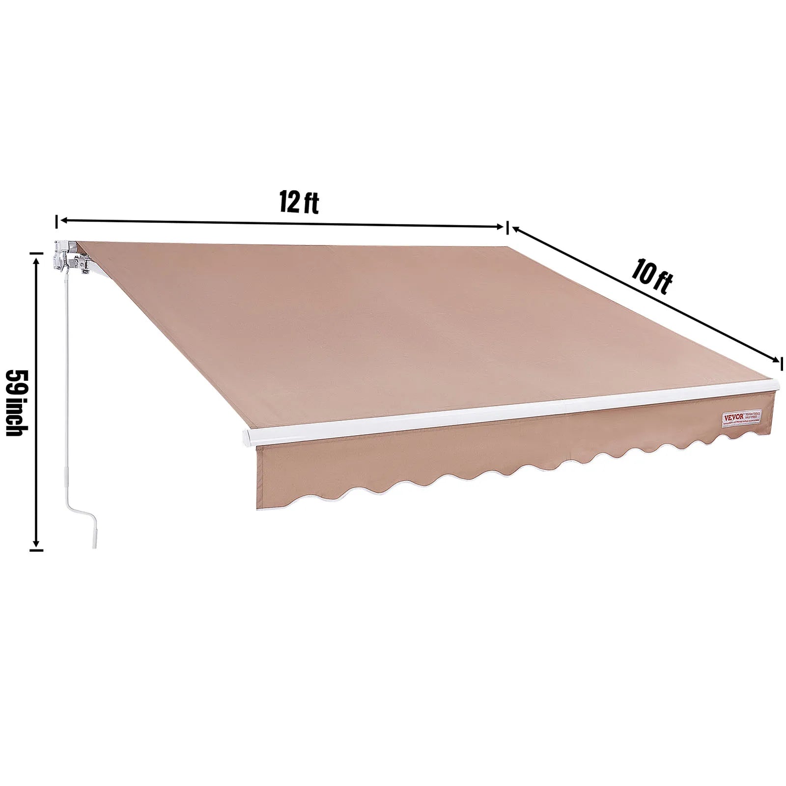 Zonneluifel - Zonnescherm - Zonneluifel Balkon - Luifel Zonnescherm - Handmatig Uittrekbaar - 365x305 cm -  Waterafstotend Terrasscherm van Polyester – Zonwering voor Tuin - Deur of Raam - QUORE