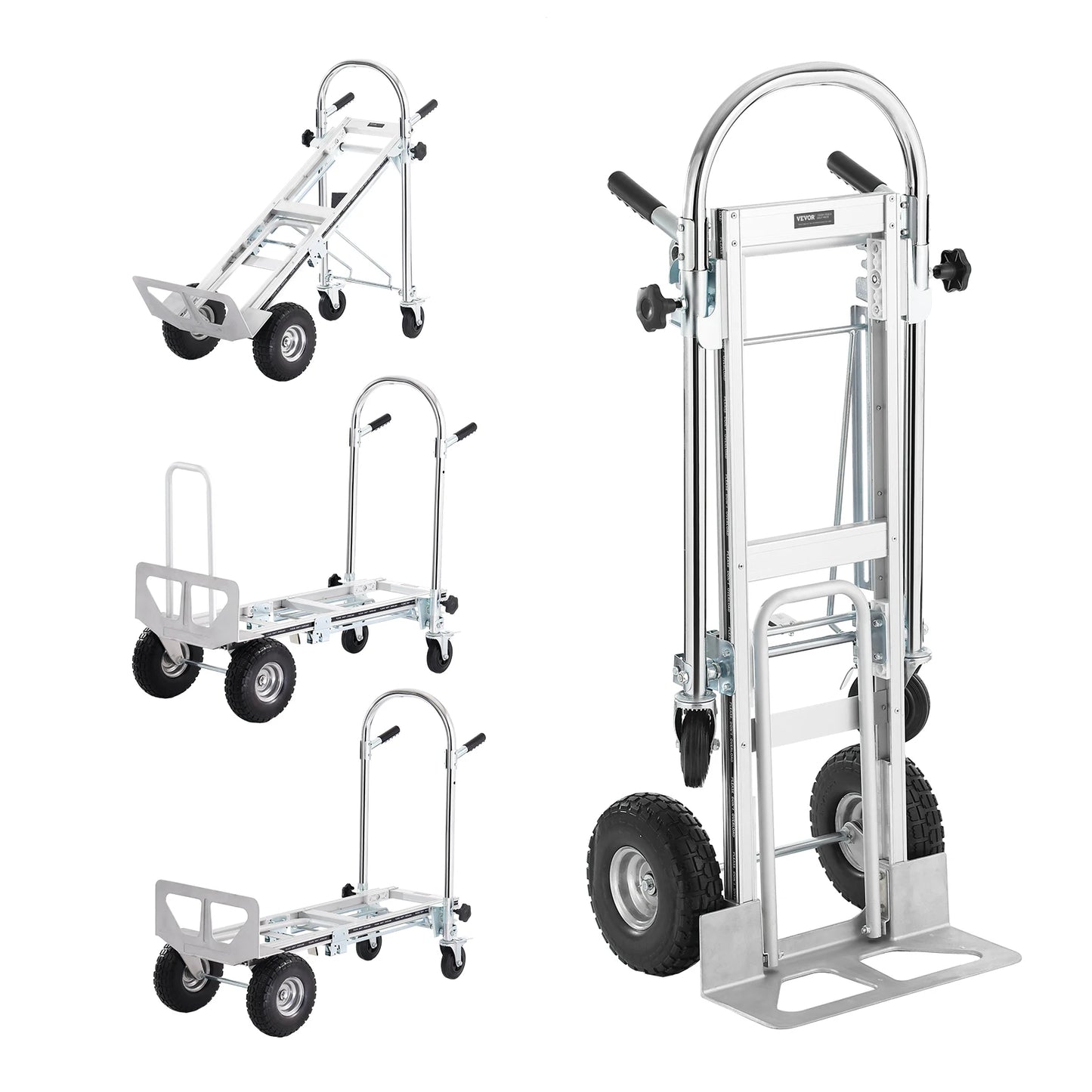 Steekwagens - Steekkar - Transportkar - Transportwagen - Winkeltrolley - Draagvermogen 360 kg - Opvouwbare - Aluminium - Industriële Inklapbare Trolley - voor Magazijn, Verhuis en Zware Lasten - QUORE