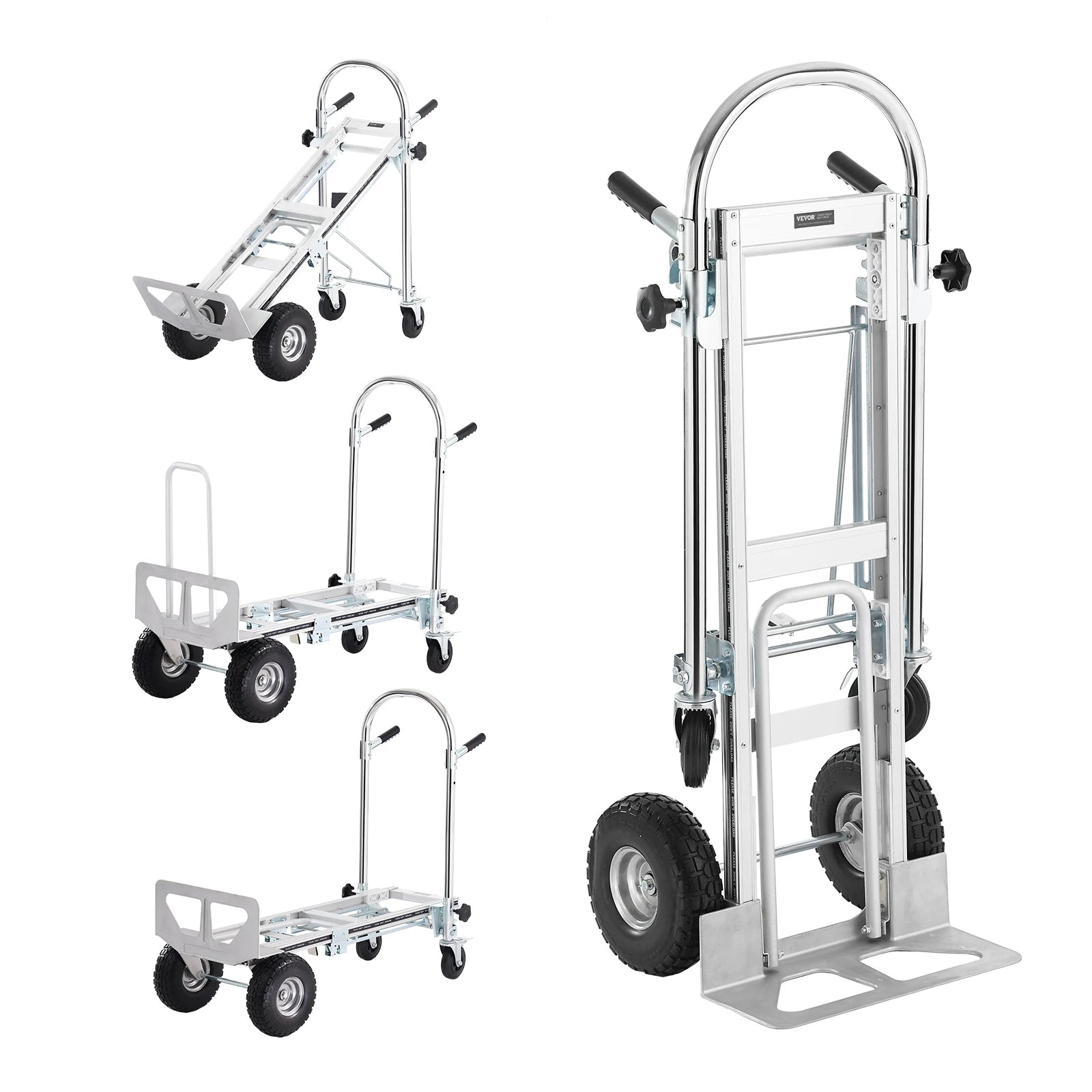 Steekwagens - Steekkar - Transportkar - Transportwagen - Winkeltrolley - Draagvermogen 360 kg - Opvouwbare - Aluminium - Industriële Inklapbare Trolley - voor Magazijn, Verhuis en Zware Lasten - QUORE