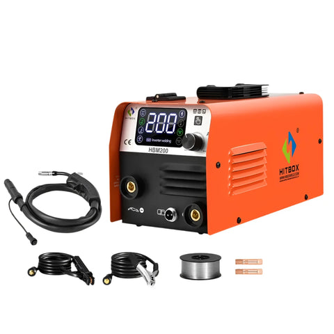 Hitbox - Lasmachine - Elektrische lasmachine - Halfautomatische lasmachine - Non Gas - 3 in 1 - MIG/LIFT TIG/MMA Inverter Welder - Synergy Tool Voor Gasloos Solderen - Oranje