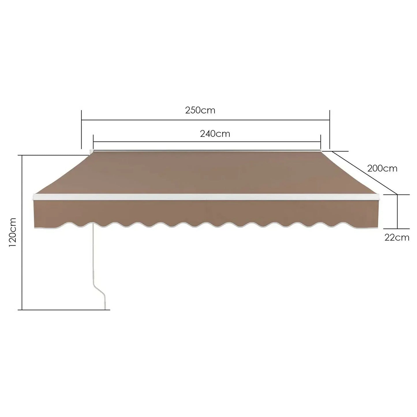 Uitschuifbare Zonwering - Luifel - Zonneluifel - Balkonluifel - Luifel Zonnescherm - Klemluifel - 250 x 200cm - Handmatig Opvouwbaar – UV50+ Bescherming voor Ramen, Deuren & Balkons - Khaki