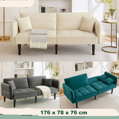 Bankbed – Bedbank – Slaapbank – Logeerbed – Multifunctioneel – Velvet Bekleding – Verstelbare Rugleuningen - QUORE