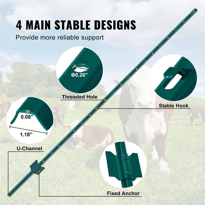Omheiningspalen - Paal - Weidepaal - Weideomheining - Bosomheining - Bosomheining - Tuinomheining - Heavy Duty Metaal - 6 inch - voor voor Tuin Tuin Gazon Boerderijen & Buiten Draad Omheining - 10 stuks - QUORE