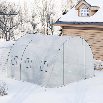 Kweekkas - Tuinkas - Walk-in Foliekas - Tuinkassen - Kas - Tomatenhuis - 300x300x200cm –  Winterbestendige - Met Deur & 6 Ramen – Polytunnel voor Tomaten, Bloemen & Planten - Groen - QUORE
