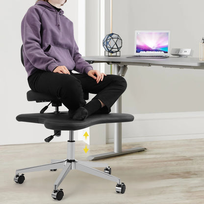Ergonomische Kantoorstoel – Bureaustoel – Draaistoel – Meditatiestoel – Voetensteunstoel – Verstelbare Zithoogte – In hoogte verstelbare Voetensteun – Zwart