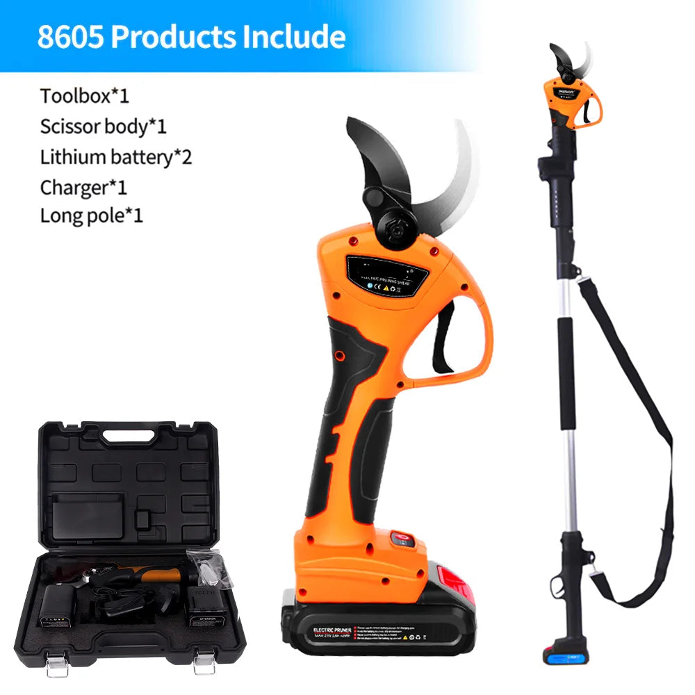 Elektrische Snoeischaar - 40mm - Accu Snoeischaar - 1050W - Takkenschaar - Heggenschaar - Voor Bomen - en Wijngaarden - 2 Accu - Oranje