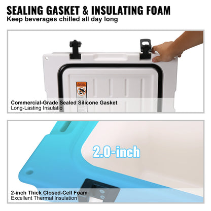 SucceBuy 25/33/45/52QT Hard Cooler Insulated Portable Large Capacity Ice Chest Cooling Box for Family Outdoor Camping Activities