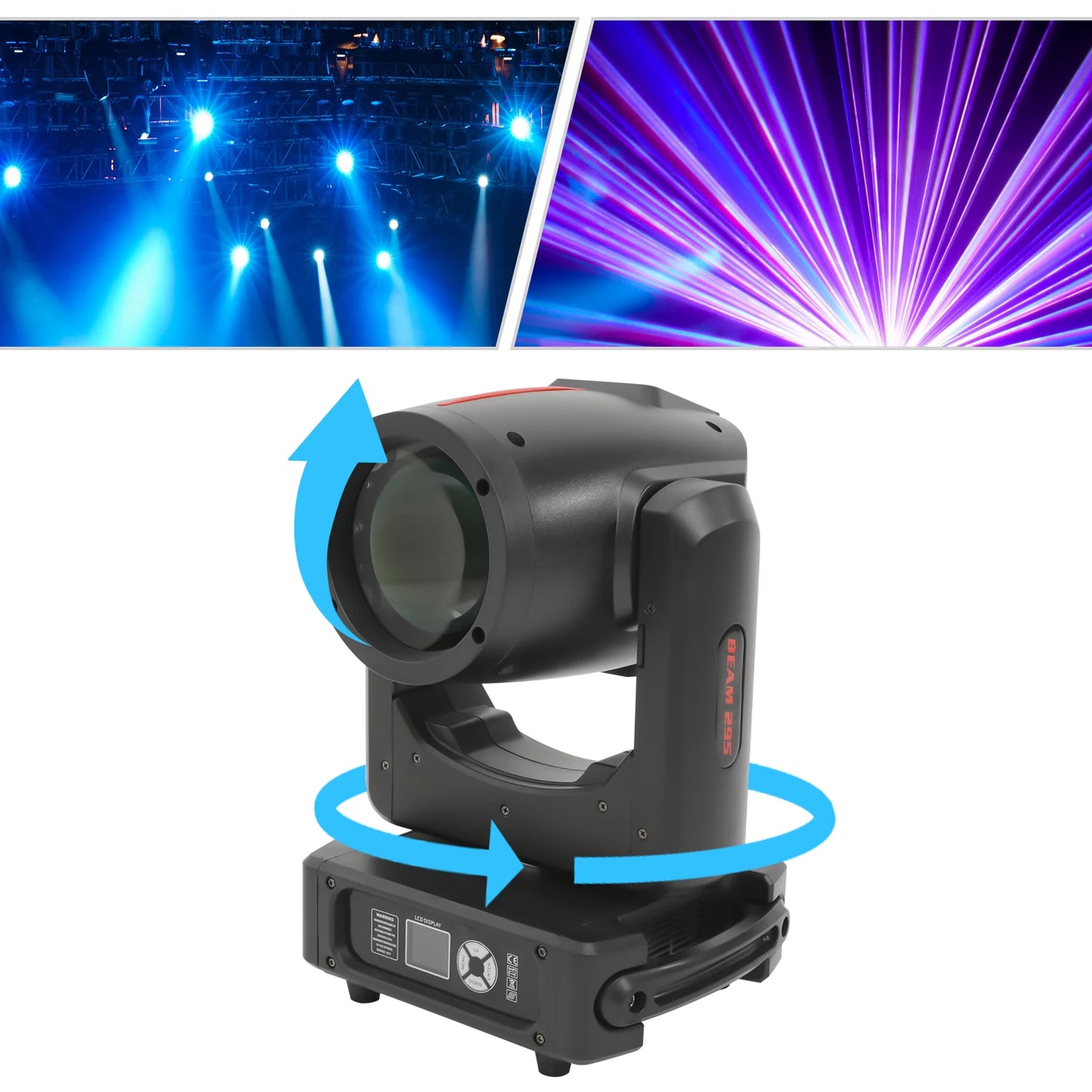 Moving Head Beam Light – DJ Licht – Feestverlichting – Lichtshow – LED 295 Watt – 17 Patronen – 540° Draaibaar