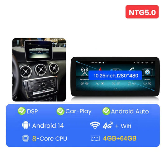 Android Autoradio – Multimedia Speler – GPS Navigatie – Touchscreen Radio – CarPlay Android Auto – 10,25 Inch Scherm – Snelle Android 14 Software – 6GB RAM & 128GB Opslag