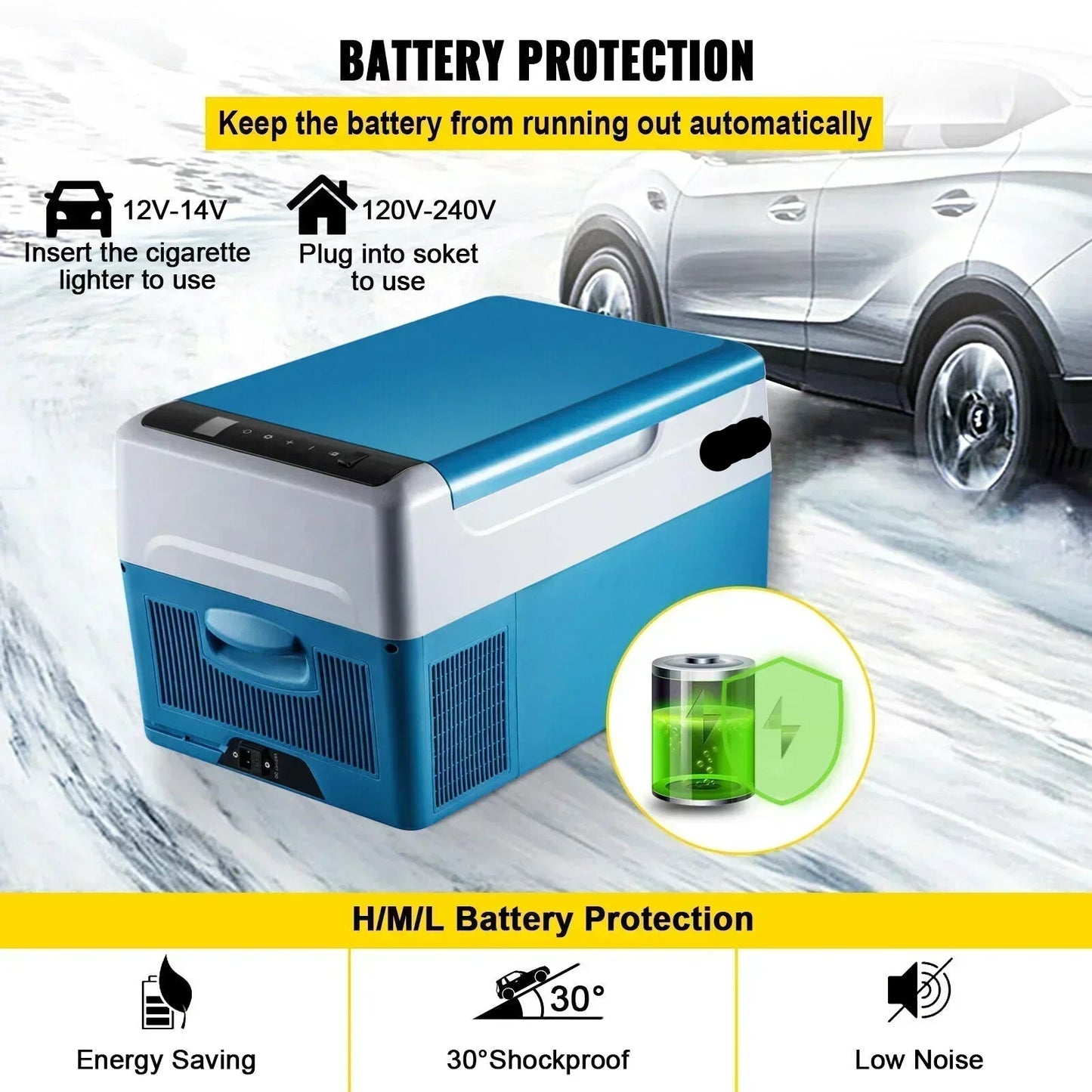 Autokoelkast - Koelbox - Elektrische Koelbox - Compressorkoelkast  - 22L - 12V/24V - Draagbare - Mini Elektrische Koeler - voor Outdoor en Thuisgebruik