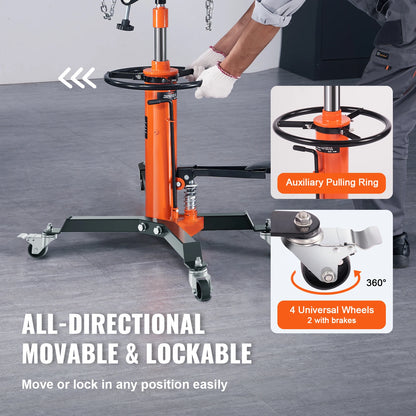 SucceBuy Transmission Jack 1322 LBS Hydraulic Telescoping Transmission Jack 32"-67" High Lift Floor Jack Stand Lift Hoist Garage - QUORE