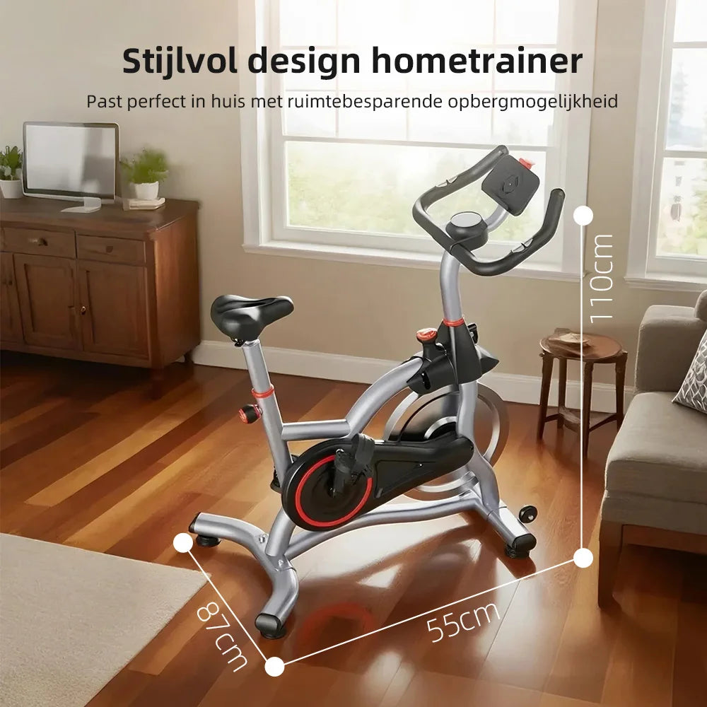 Hometrainer – Spinningfiets – Fitnessfiets – Indoorfiets – Fitnessapparaat – Stil en Compact – Magnetische Weerstand Met Bluetooth - QUORE