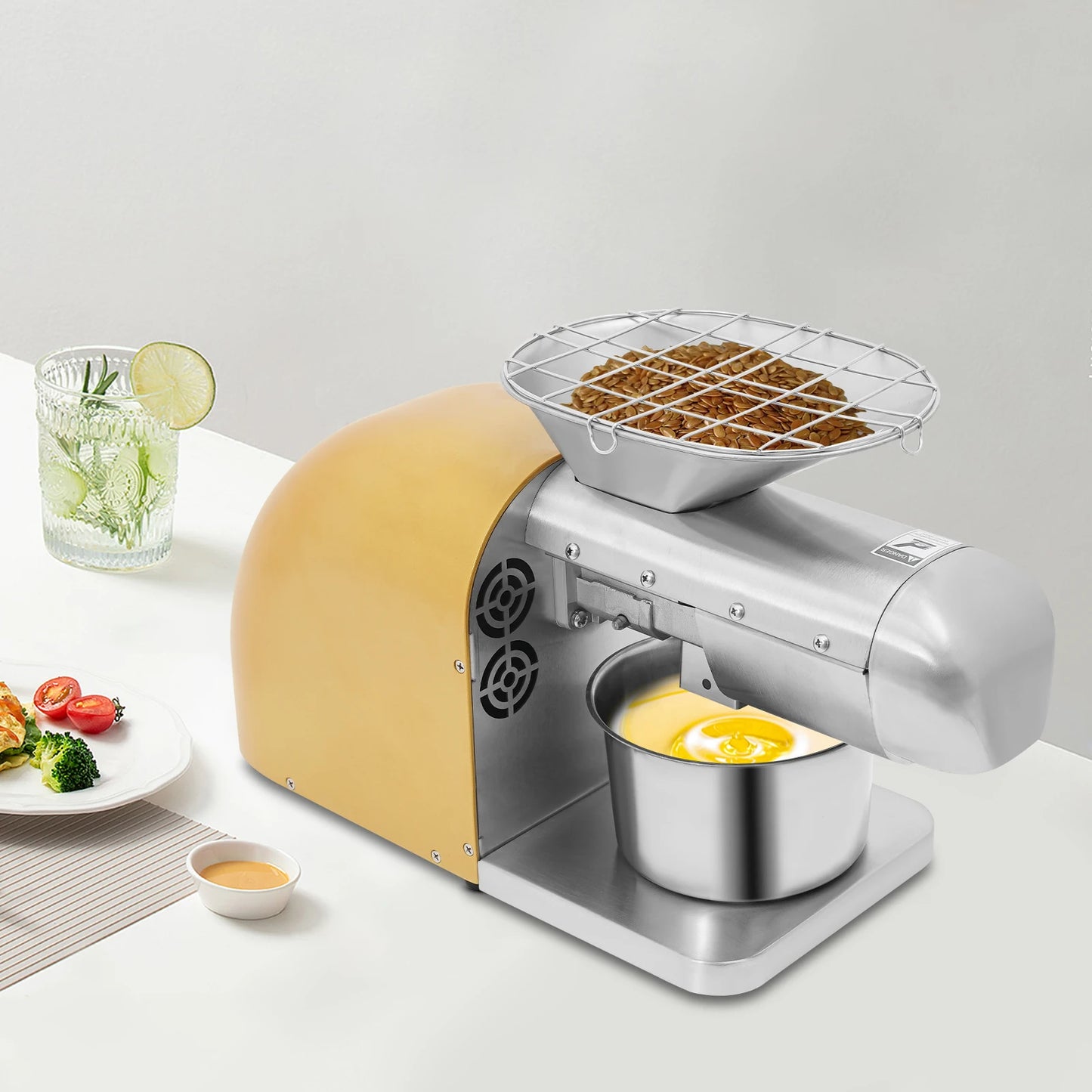 Oliepers – Kookolie Pers – Notenolie Maker – Zadenpers – Roestvrij Staal – Instelbare Temperatuur - 1800W Motor