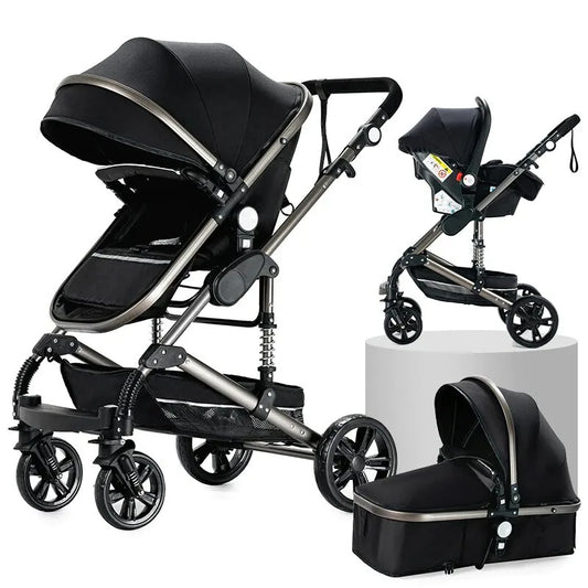 stroller - Jogging buggy - Runner - Lightweight stroller - Baby stroller - Pushchair - Travel stroller for newborn baby - High landscape - Black