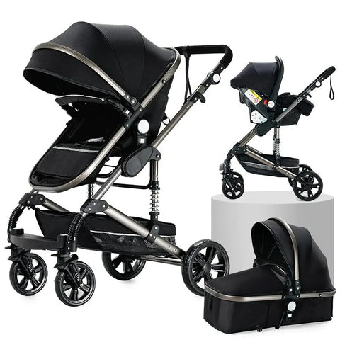 kinderwagen - Jogging buggy - Runner - Lichtgewicht kinderwagen - Baby kinderwagen - Kinderwagen - Reiskinderwagen voor pasgeboren baby - Hoog landschap - Zwart